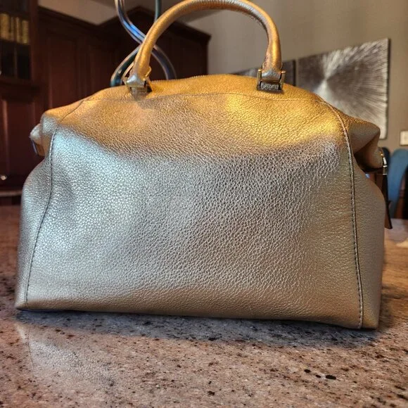 Michael Kors Gold Satchel Bowling Bag style w crossbody strap - Picture 4 of 16